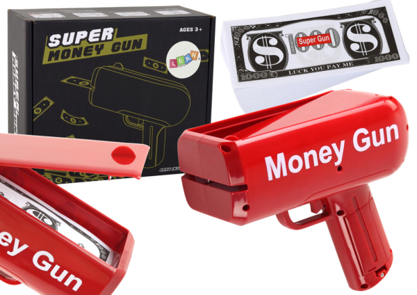Mamido Strieľacia pištoľ na peniaze červená Money Gun bankovky
