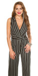 Sexy party jumpsuit with fabric belt white