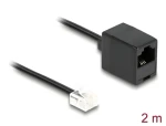 DeLock čierna / Telefónny kábel / RJ11 (M) - RJ45 (F) / plochý / 2 m (88093)