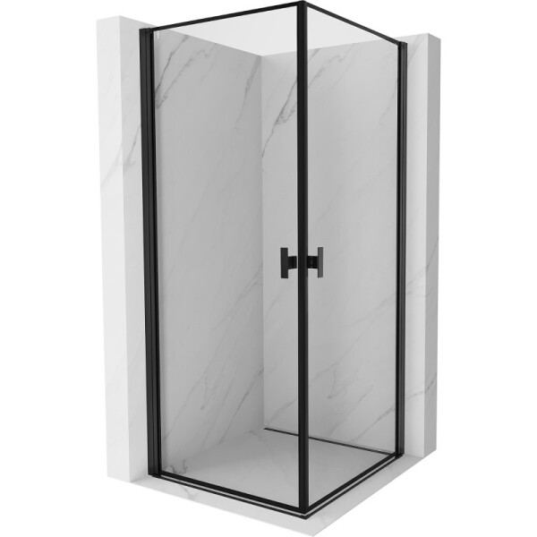 MEXEN/S - Mist-B Duo sprchovací kút dvere krídlové 80 x 80, čierna okraj, čierna 8A2-080L-080P-70-70
