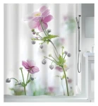 Spirella ANEMONE sprchový záves motív kvetov biely/polyester/180 x 200 cm