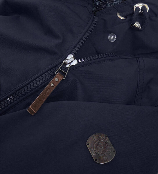 Tmavomodro-šedá nepremokavá dámska bunda parka (m-923) odstíny modré XL (42)