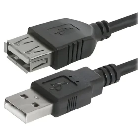 Logo USB 2.0 AA čierna / Predlžovací kábel / samec - samica / 3 m