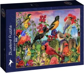 BlueBird Puzzle Vtáky v rozkvitnutej záhrade