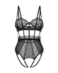 Dámske zvodné body Hersis Crotchless Teddy Black - Obsessive S/M