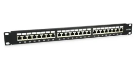 Equip 1U čierna / Patch panel / 24 portov / Cat6a FTP / 500 MHz / 19" (326625)