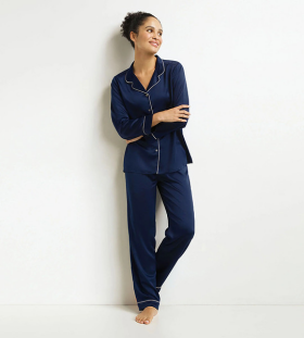 Dámsky pyžamový komplet DIM PYJAMA SET - DIM - tmavomodrý L