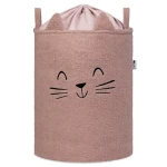 Sipo Premium Bouclé so šnúrkou Cat ružová / 43 l / Kôš na hračky (SPBB03)