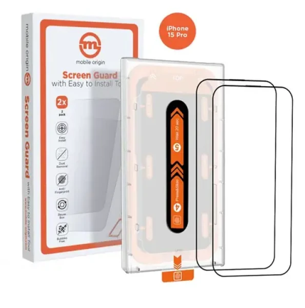 Mobile Origin Orange Screen Guard ochranné sklo pre Apple iPhone 15 Pro s aplikátorom / 2 ks (SGA-F-i15Pro-2pk)