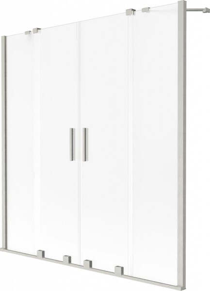 MEXEN/S - Velar Duo dvojkrídlová posuvná vaňová zástena 140 x 150 cm, dekor, nikel kartáčovaný 896-140-000-32-97