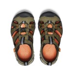 Chlapčenské sandále KEEN SEACAMP II CNX dark olive/gold flame - 35