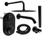 MEXEN/S - Kai DR70 podomietkový vaňový SET s výtokovou hubicou + slim sprcha 25, čierny 77602DR70251-70