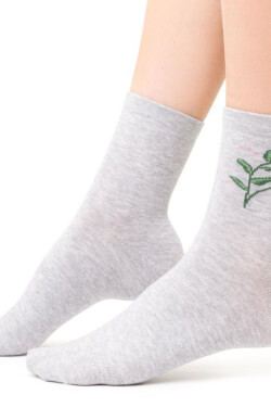 Dámske vzorované ponožky 099 MELANŽOVÁ SVĚTLE ŠEDÁ 35-37