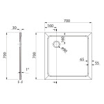 AQUALINE - TECMI vanička z liateho mramoru, štvorec 70x70cm, biela PQ007