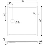 KERRA - Vanička štvorcová David Slim 80 (čierny, štruktúra) 5907548118158