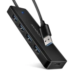 Axagon HUE-C1A, 4X USB 5Gbps TRAVEL húb, USB-C napájací konektor, kábel USB-A 19cm (HUE-C1A)