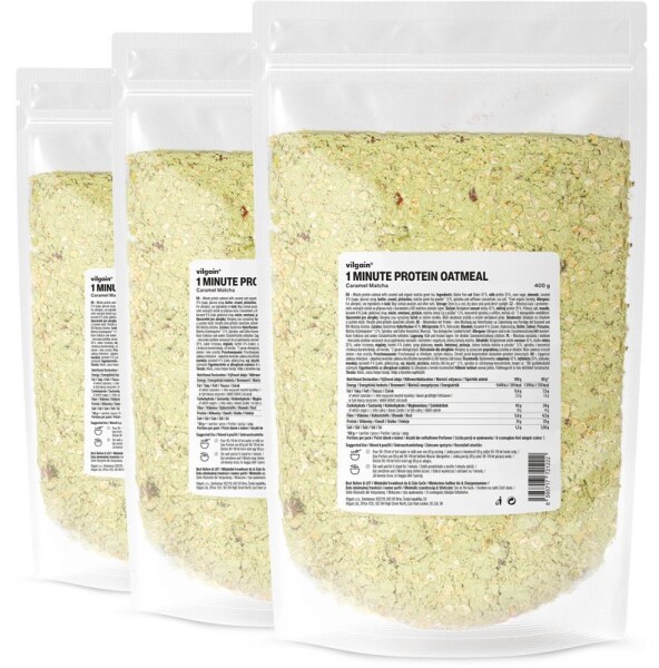 Vilgain Minútová proteínová kaša – 3× karamel a matcha 400 g
