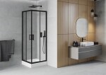 MEXEN/S - Rio štvorcový sprchovací kút 70 x 70, transparent, čierna + vanička Rio 860-070-070-70-00-4510