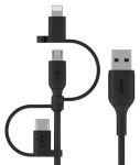 Belkin BOOST CHARGE kábel USB-A na Lightning + Micro USB + USB-C / 1,2 m (CAC001BT1MBK)
