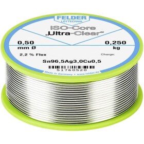 Felder ISO-Core Ultra Clear SAC305 spájkovací cín cievka Sn96,5Ag3Cu0,5 0.250 kg 0.5 mm; 51760520