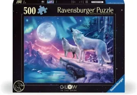 Ravensburger Svietiace puzzle Vyjatie vlci za súmraku