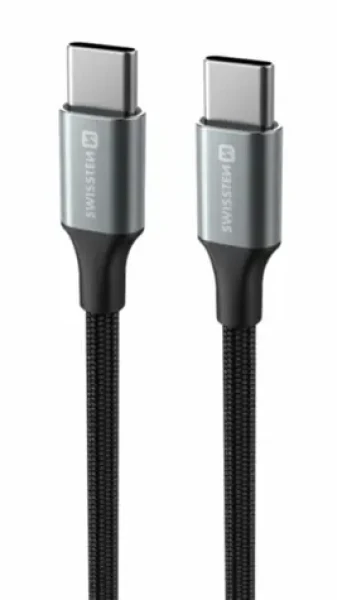 Swissten TEXTILE II dátový kábel USB-C - USB-C 1.5m čierna (71528203)