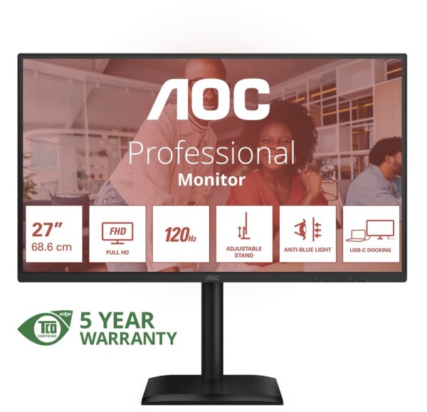 AOC AOC 27E4CV monitor komputerowy 68,6 cm (27") 1920 x 1080 px Full HD LED Čierny