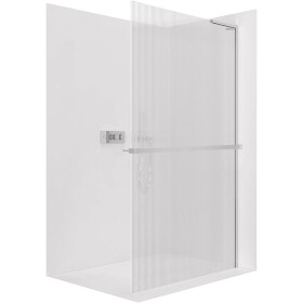 CERANO - Sprchová zástena Walk-in Onyx L-pravá vzpera - 8 mm + polička/držiak na uteráky - chróm, ryhované sklo - 160x200 CER-8050BD1122