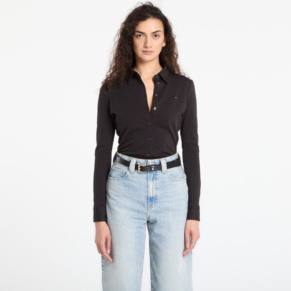 Tričko Tommy Hilfiger 1985 Slim Pique Btn Down Ls Black S