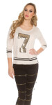 Trendy Koucla pullover with sequins BEIGE Einheitsgroesse