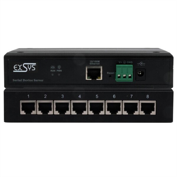 Exsys EXSYS - EX-61008 Ethernet zu 8s x RS-232/422/485 - - RS-232 - Ethernet - RS-232 sériový server pre konzoly; EX-61008