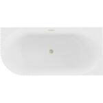 MEXEN/S - Gia voľne stojaca rohová vaňa reliéf pravá 170 x 80, biela mat, sifón a prepad zlatá kartáčovaná 52701708001P-55