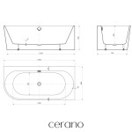CERANO - Vaňa akrylátová Simone - voľne stojaca - asymetrická - pravá - biela lesklá - 170x80x58 CER-346495