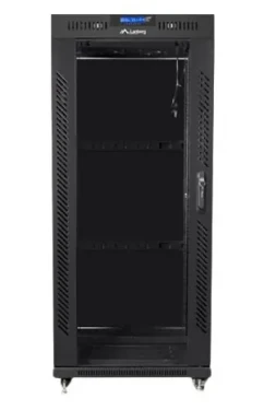 Lanberg 27U 19" čierny / Stojanový rozvádzač / 600x600 mm / Flat pack / Sklenené dvere / LCD (FF01-6627-12BL)