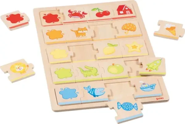 GOKI Drevené puzzle Farby 5x4 dielikov