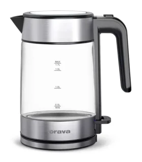 Orava VK-4018 čierno-strieborná / Sklenená varná kanvica / 1.7L / 2200W / podsvietenie (AD 1225)