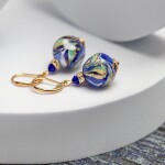 Lampglas Náušnice s 24-karátovým zlatom v perlách Blue Horizon ESA50