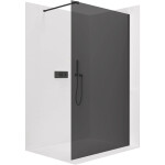 CERANO - Sprchová zástena Walk-in Onyx Cube Ľ/P - 8 mm - hranatá vzpera - čierna matná, grafitové sklo - 40x200 CER-8050BD71921