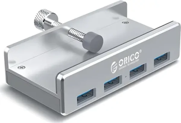 Orico MH4PU-SV-BP strieborná / USB hub / 4X USB-A 3.0 / upínací úchyt / hliníkové telo (MH4PU-SV-BP)