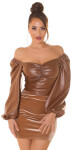 Sexy Koucla leahter look Off Shoulder Top brown Einheitsgroesse