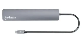 Manhattan 181167 sivá / USB hub / 4X USB-A + 3x USB-C / USB 3.2 Gen 2 / Power Delivery 100W (181167)