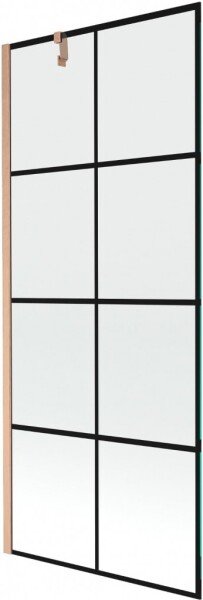 MEXEN/S - Next vaňová zástena FIX 80 x 150, čierna vzor, meď kartáčovaná - 895-080-000-00-70-77 895-080-000-00-77-65