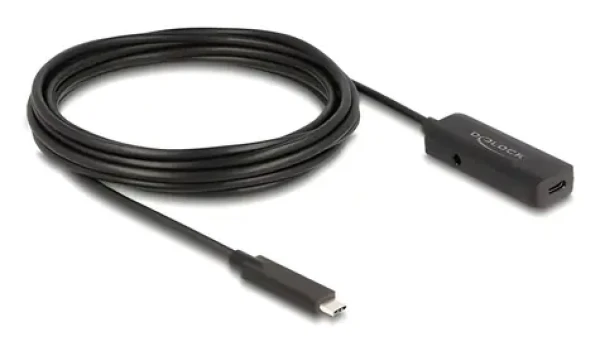 DeLock USB-C (M) - USB-C (F) čierna / Aktívny predlžovací kábel / 10 Gbps / USB 3.2 Gen 2 / 5 m (80028)