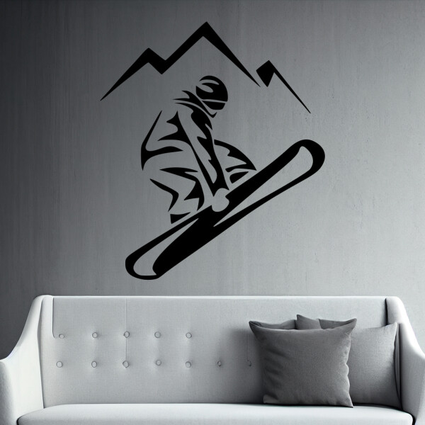 Veselá Stena Samolepka Snowboardista Farba: černá, Veľkosť: 100 x 114 cm