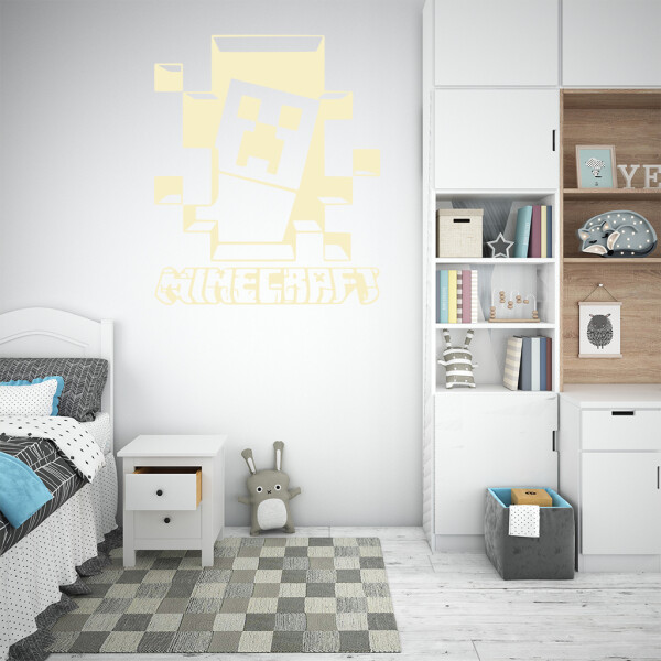 Veselá Stena Samolepka Minecraft hra Farba: béžová, Veľkosť: 100 x 119 cm