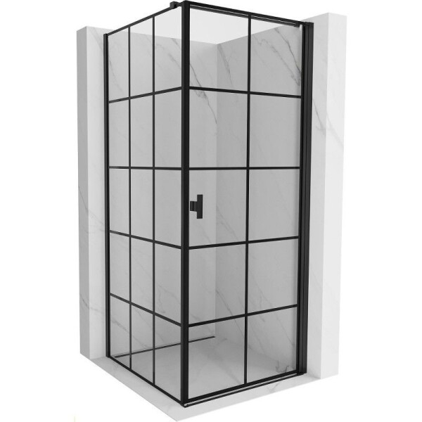 MEXEN/S - Mist-B sprchovací kút dvere krídlové pravá 100 x 100, čierna kratka, čierna 8A2T-100-100-70-77-P