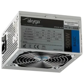 Akyga Basic AK-B1-500E sivá / Zdroj / ATX 2.31 / 500 W / pasívne PFC / 120 mm (AK-B1-500E)