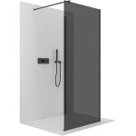 CERANO - Sprchová zástena Walk-in Onyx Corner Round Ľ/P - 8 mm - okrúhla vzpera - čierna matná, grafitové sklo - 100x110x200 CER-670127