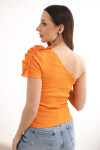 Dámska bavlnená blúzka na jedno rameno s volánom oranžová UNI