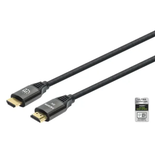 Manhattan HDMI kábel s Ethernetom čierna / Kábel / 8K 60Hz / 48 Gbit / s / 2 m (355940)
